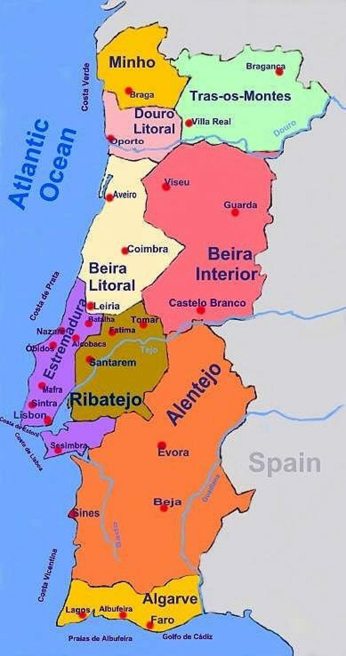 faro portugali kartta Portugali alueet kartta   Alueet Portugali kartta (Etelä  faro portugali kartta
