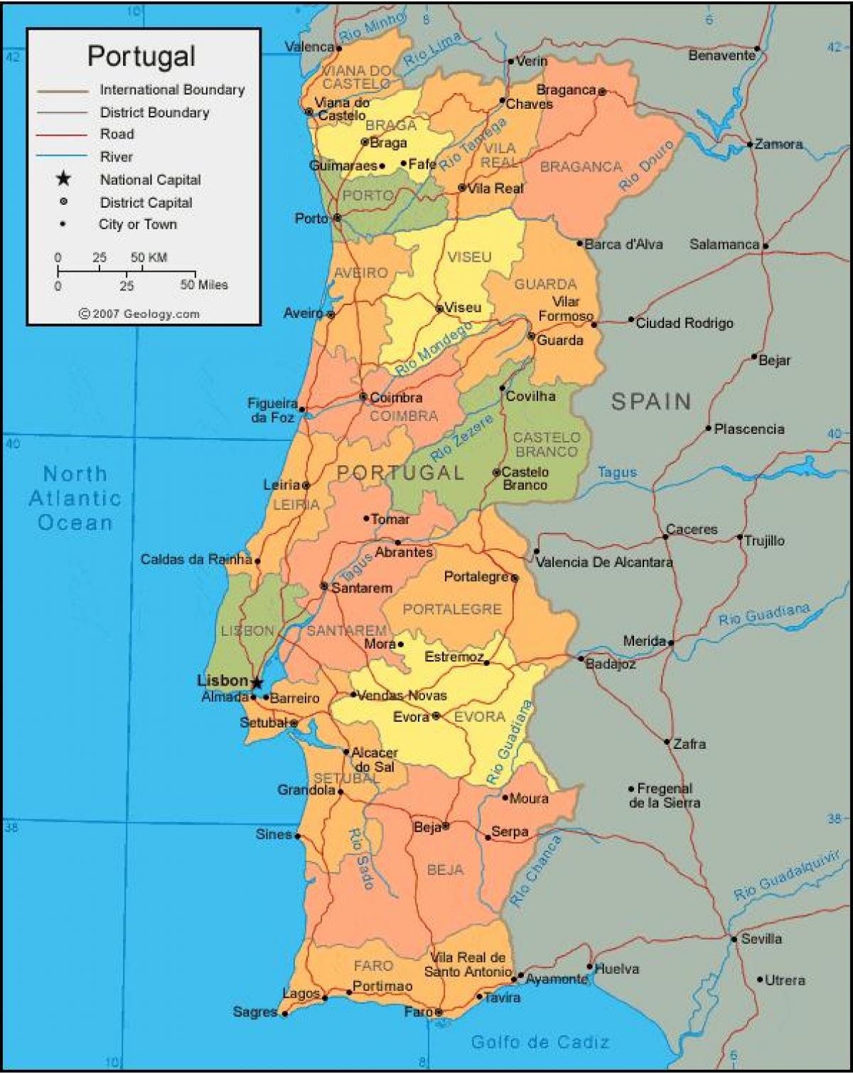 portugalin kartta Portugali kartta   Kartta Portugalin valtiota (Etelä Euroopassa  portugalin kartta